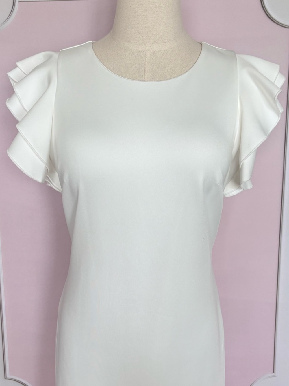 TOMMY HILFIGER White Short Flutter Cap Sleeve Scuba Sheath Dress--NWT--10 - Picture 3 of 16
